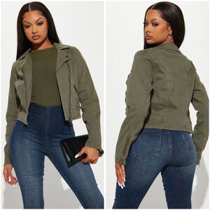 Fashion Nova Olive Green Ride For Me Jacket Size XL